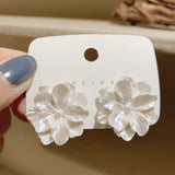 White Flower Stud Earrings