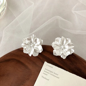 White Flower Stud Earrings