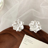 White Flower Stud Earrings