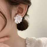 White Flower Stud Earrings