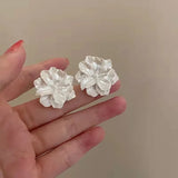 White Flower Stud Earrings